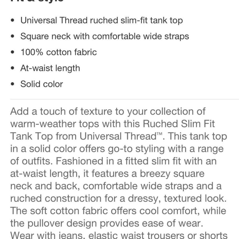 Universal Threads Target ruched white cotton tank top stretchy comfortable - Picture 7 of 7